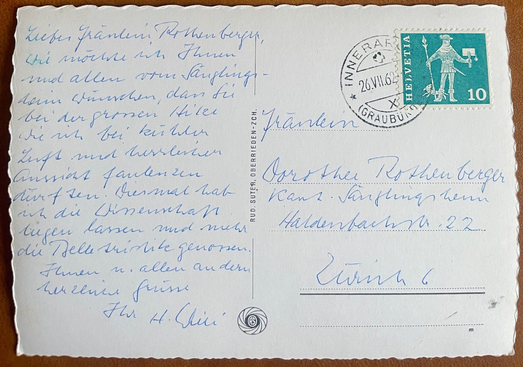 Cartoline postali: AK:  AROSA - Inner 1962 – Usato da Lutry venduto da Ediego 1