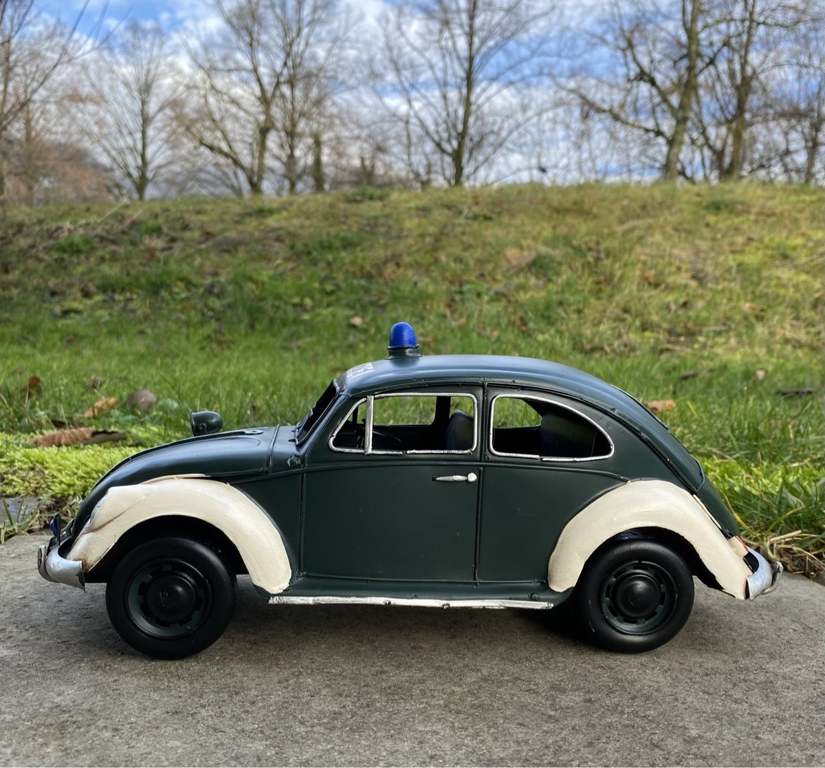Volkswagen Modellini d'auto: VW Käfer Polizeileitung aus Blech – Nuovo (secondo la descrizione) da Langendorf venduto da Blechfahrzeuge 8