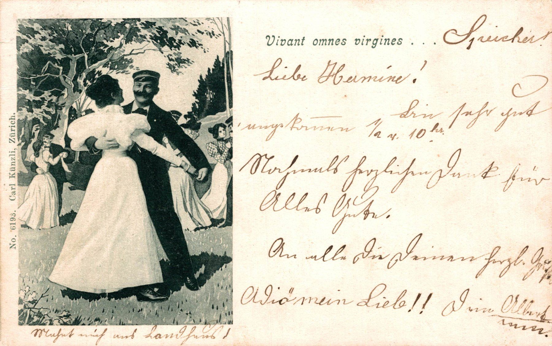 Cartoline postali: Belle Époque mit tanzendem Paar – Usato da Bronschhofen venduto da Astore