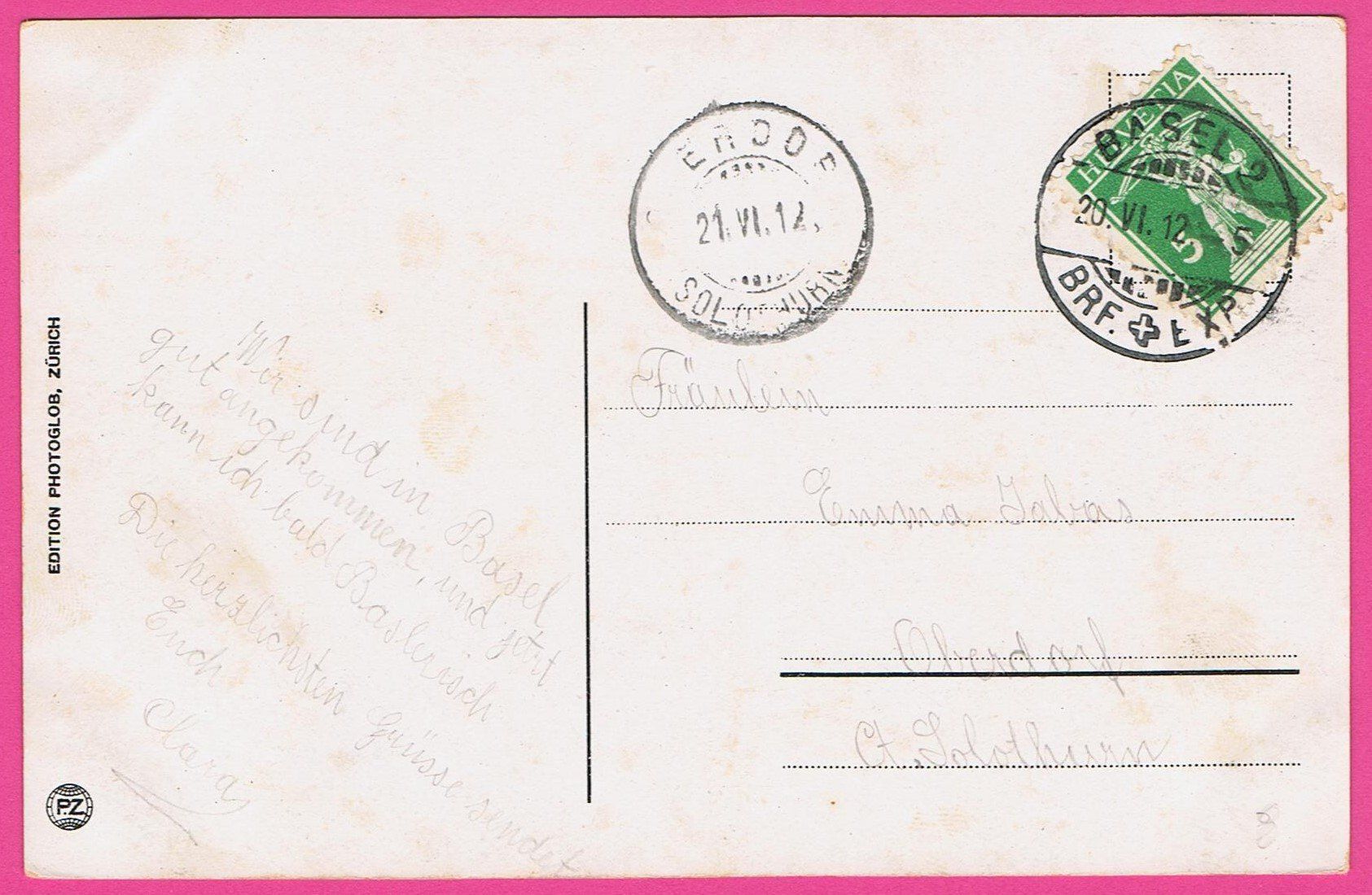 Cartoline postali: Basel gel 1912 Rheinbrücke – Usato da Einsiedeln venduto da dillie 1