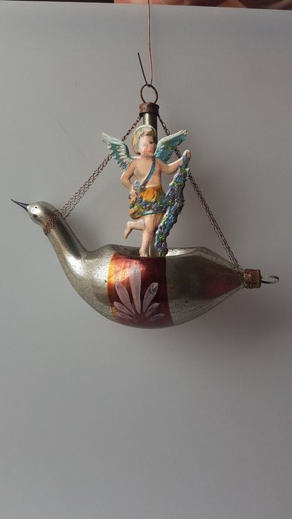 Boule De Noël En Verre De Lauscha Avec Christkind – Diamètre ~60cm, Ornée D'une Oblate, Décoration De Sapin Vintage