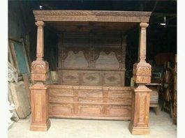 Himmelbett Gotik Bett Einzelbett Doppelbett Gothikbett Teak