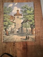 Alte Lithographie: "Das alte Mühleltor" signiert 1924!