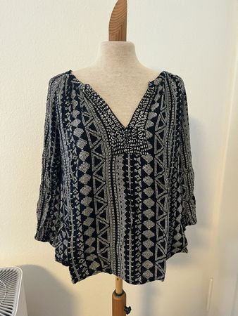 Boho Bluse schwarz weiss Muster Gr.M von Velvet