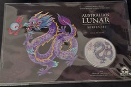 1 Oz Silber Lunar Dragon - Lilac Dragon Coincard 2024