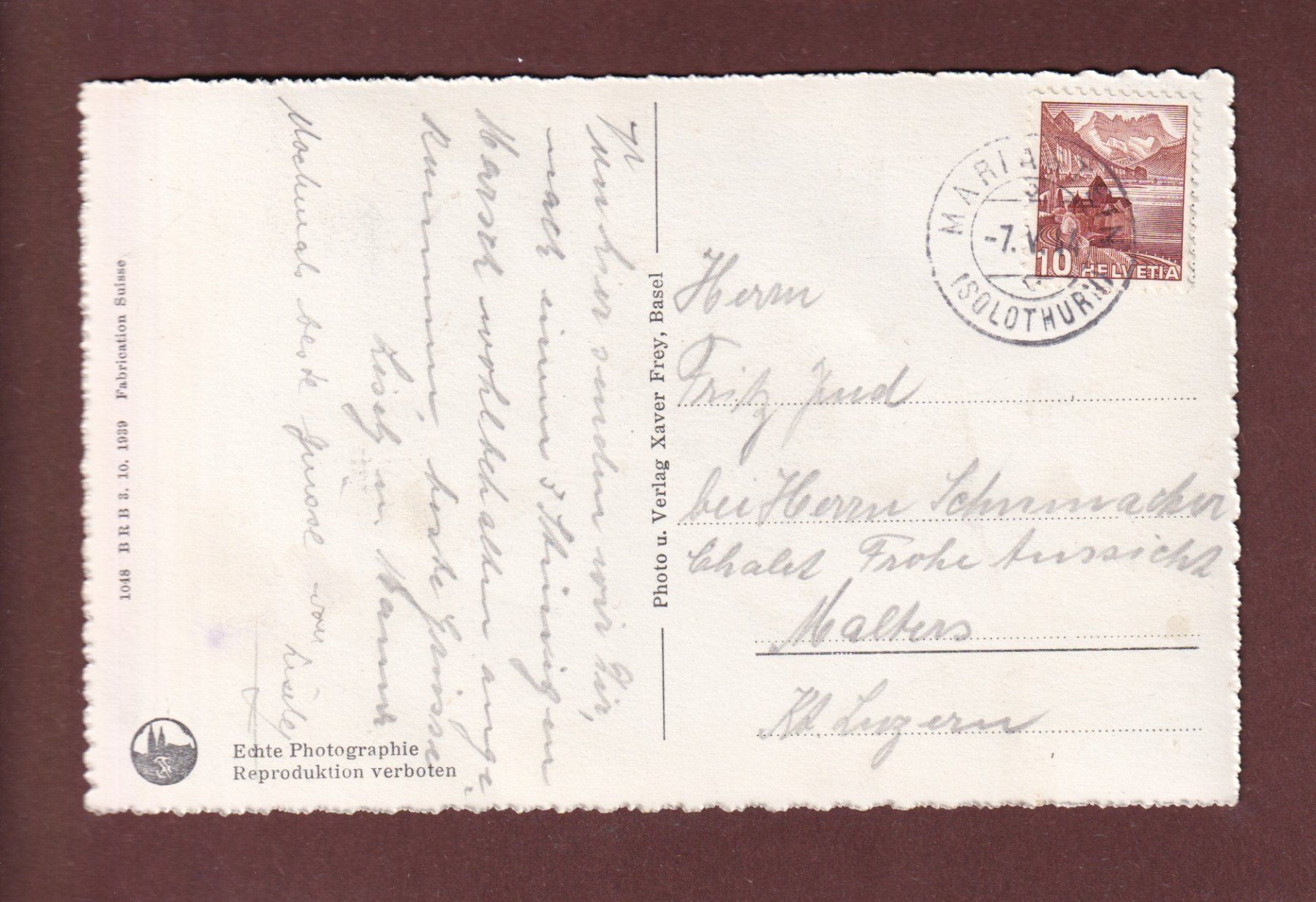 Cartoline postali: MARIASTEIN - 1944 – Usato da Pully venduto da nicecards-shop 1