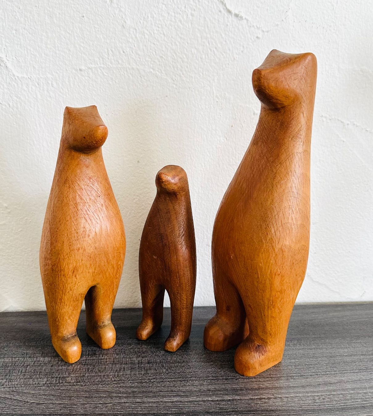 Statuette: 3 Erdmännchen vintage, Holz evtl. danish – Usato da Zürich venduto da brazerola 4