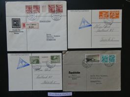 CH-Lot mit 4 Kehrdruckbriefen/Karten