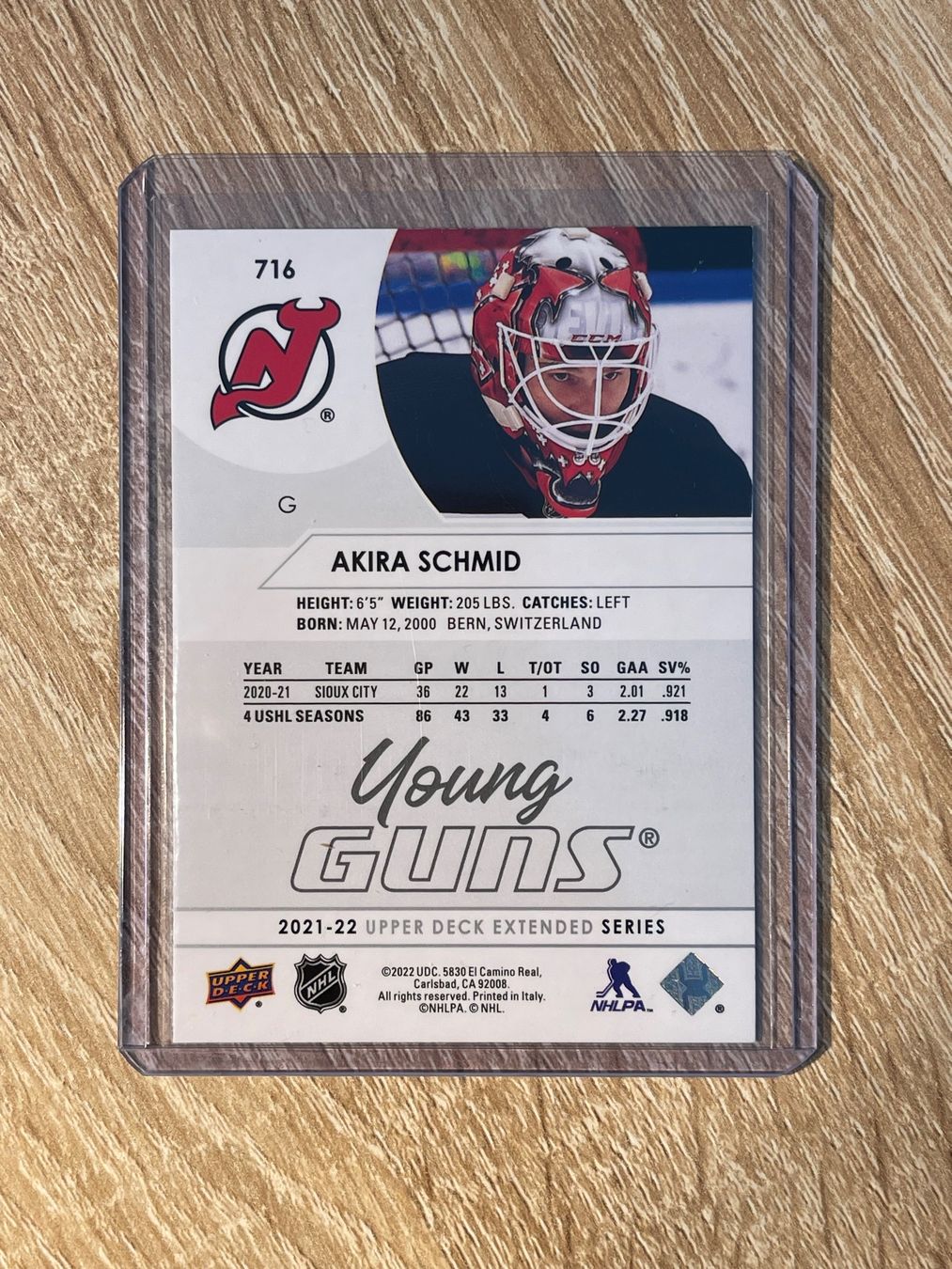 NHL Sammelbilder & Trading cards: Upper Deck Young Guns Akira Schmid New Jersey Devils – Gebraucht aus Thun von Suomitiger 1