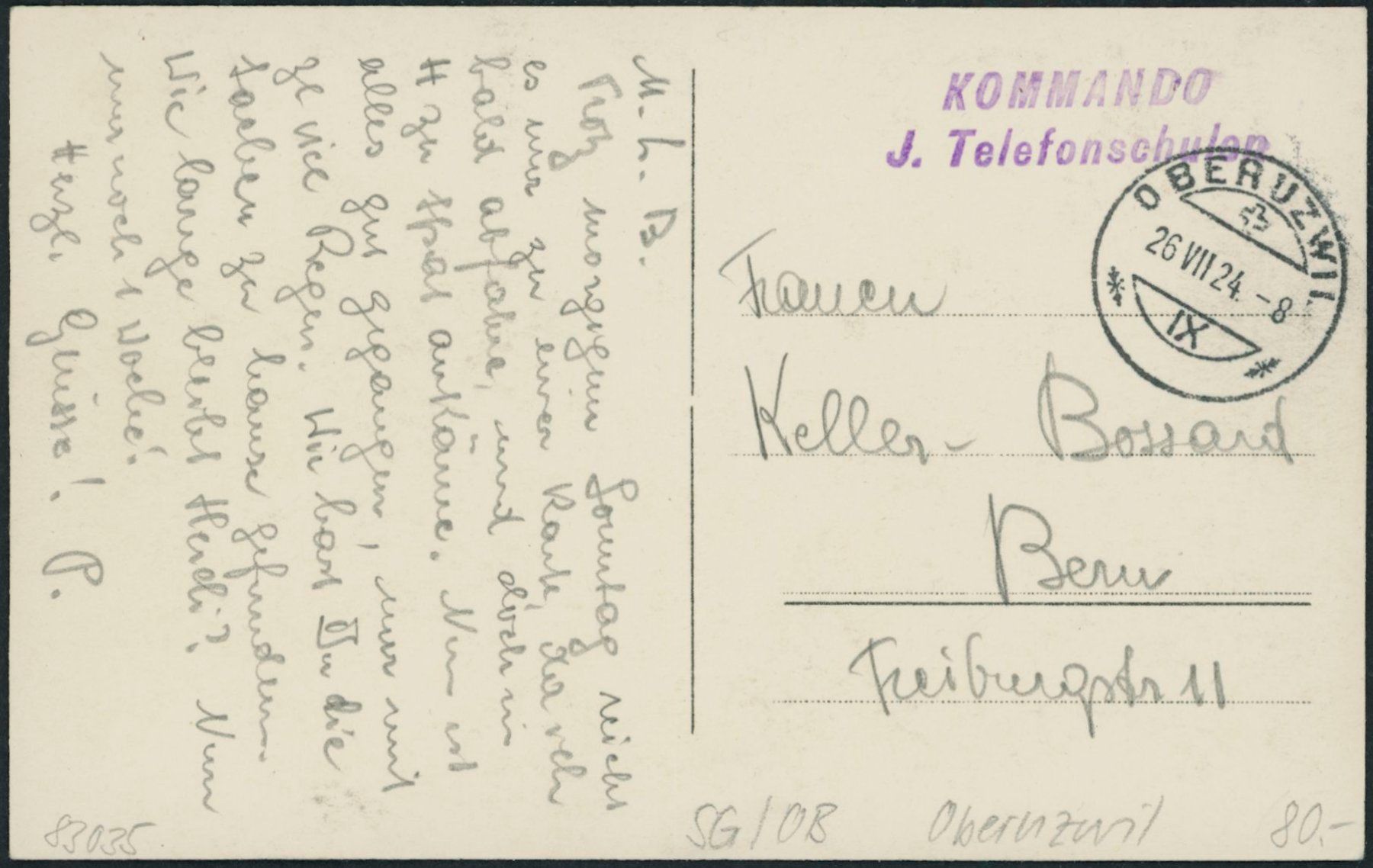 Ansichtskarten: SG Oberuzwil - Militärstempel - Telefon – Gebraucht aus Schindellegi von stationary 1
