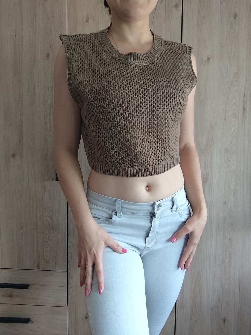 Tops: Damen Pullover kurz Strick braun Grösse s  – D'occasion à Mägenwil par VintageGirly