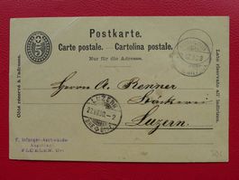 1890; Schiffspost-Karte: Schiff-Stempel: LUZERN-FLÜELEN