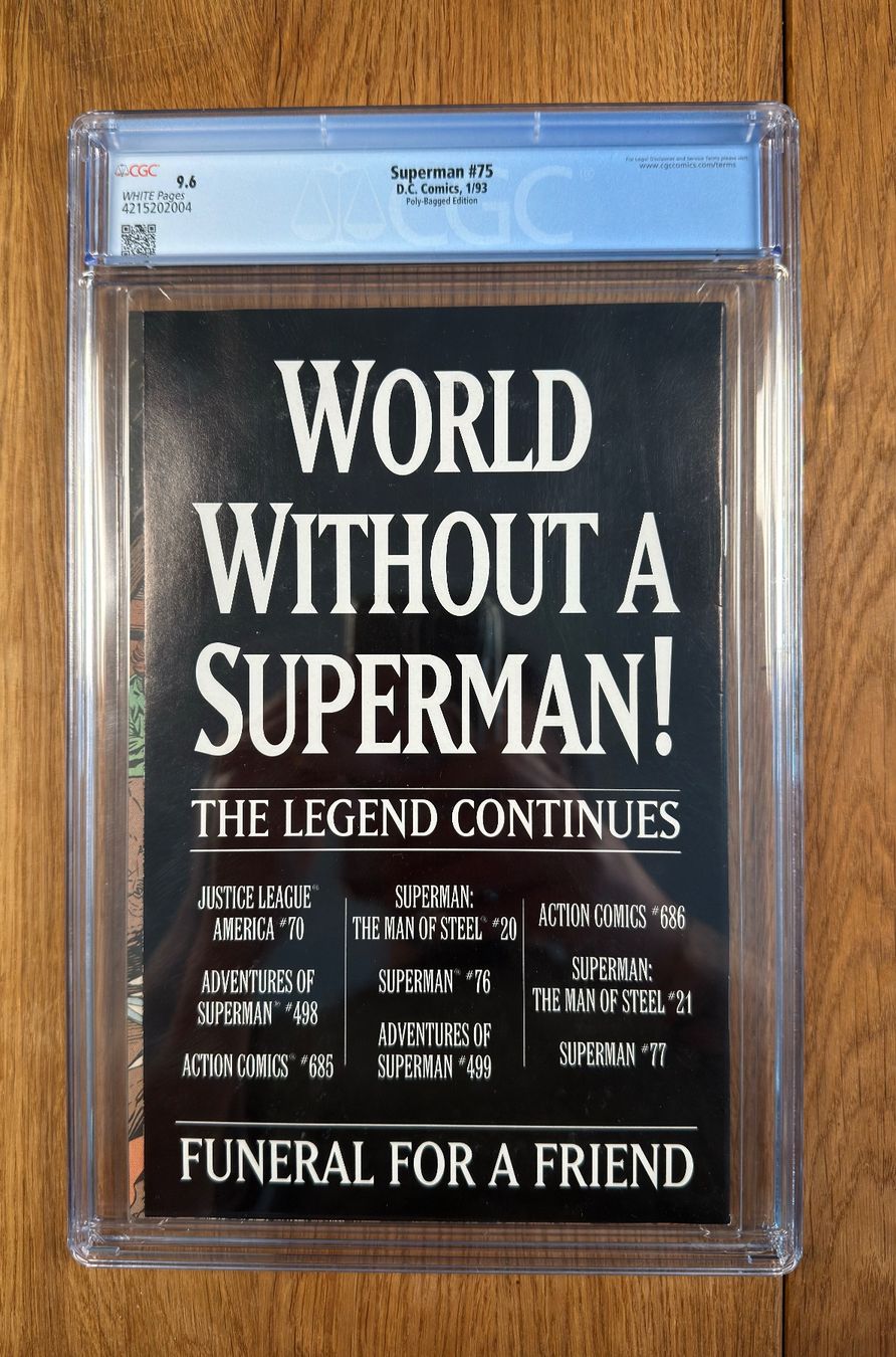 Fumetti: Superman #75 CGC 9.6 DC COMICS 1993 - POLY-BAGGED EDITION – Nuovo e nell'imballaggio originale da Dietikon venduto da gab_qz7y 1
