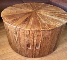 Salontisch Teakholz mit Design und viel Stauraum (Unikat)