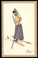 Carlo Pellegrini: Skifahrerin im idyllis