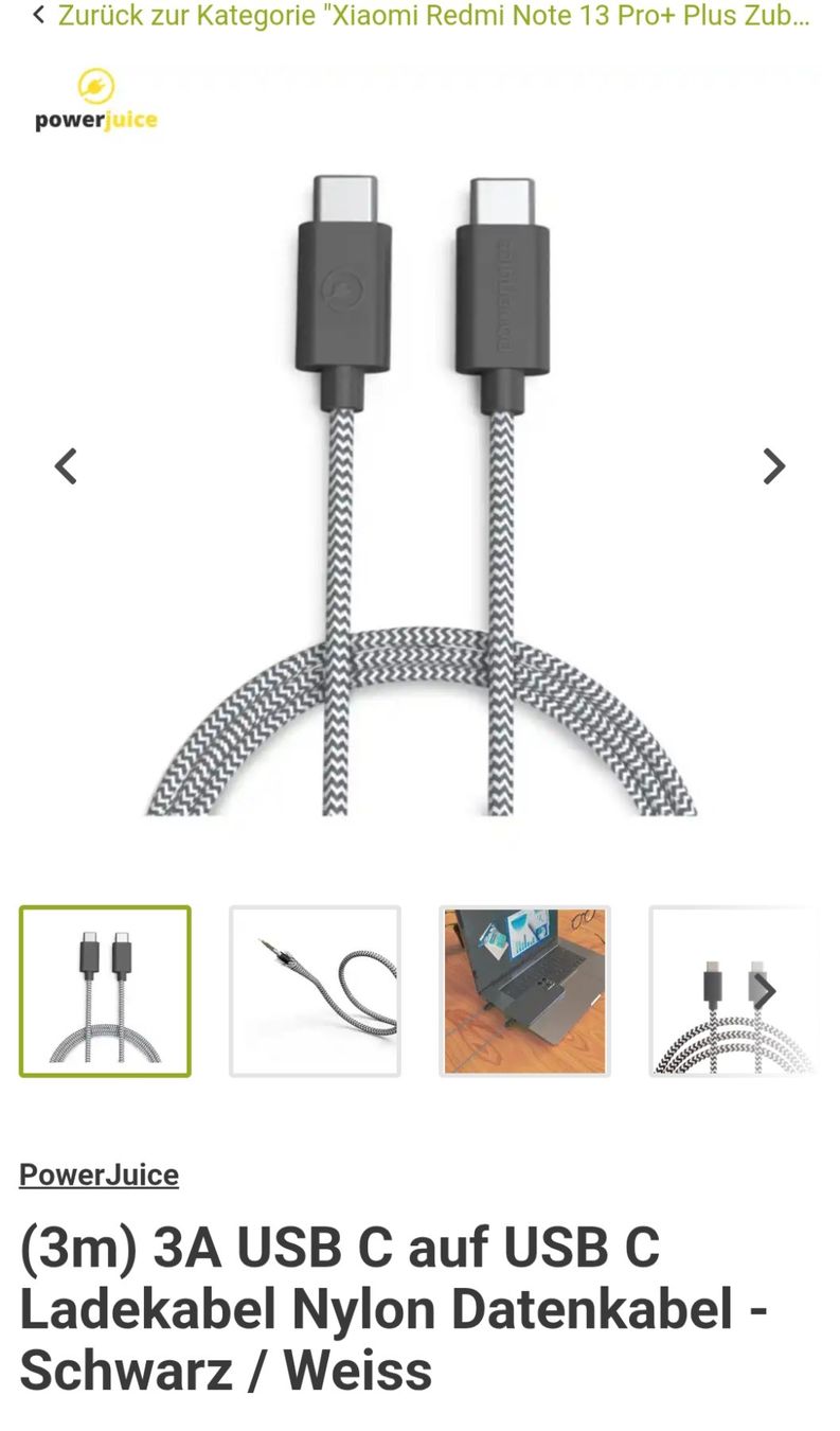Cavi: 3A USB C auf USB C Ladekabel Nylon Datenkabel, 3 Meter – Nuovo (secondo la descrizione) da Rotkreuz venduto da Dima8 2