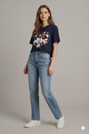 Mickey Unlimited Marineblaues T-Shirt mit Micky- &