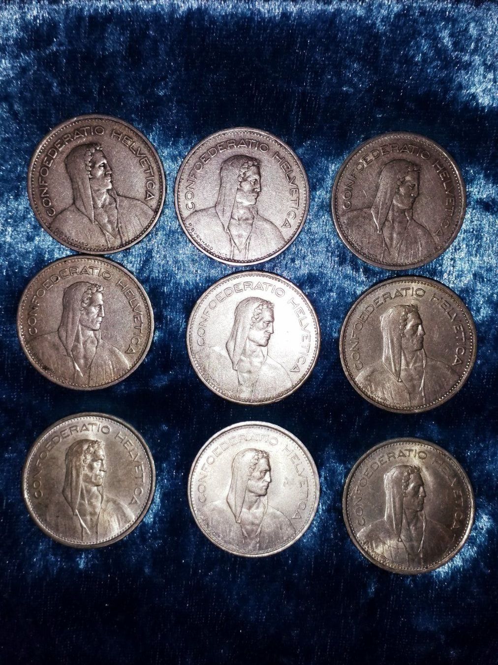 Tutti le monete: CH, 9 x 5 Fr.  in Silber/en Argent/ in Argento – Usato da Gordola venduto da ale_5wbc 1
