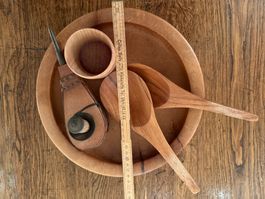 Antikes Holzschalen-Set, 5 Teile, Top Zustand Handarbeit!
