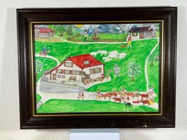 grosses Aquarell Appenzeller Malerei sign. Ruf Appenzell