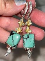 Designer Ohrringe mit Türkis, Granat, 925SS 14k Vermeil
