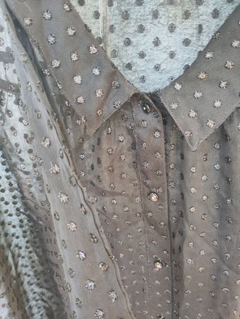 Schwarze transparente Bluse Dots Schleifenkragen, Oversize