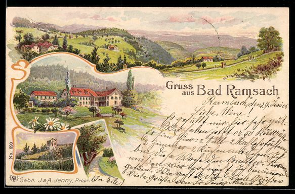 Cartoline postali: Litho Bad Ramsach, Ortsansicht von oben, – Usato da Berlin venduto da bartko-reher