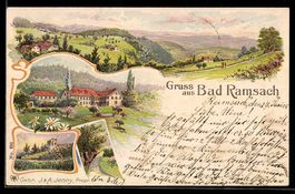 Litho Bad Ramsach, Ortsansicht von oben,