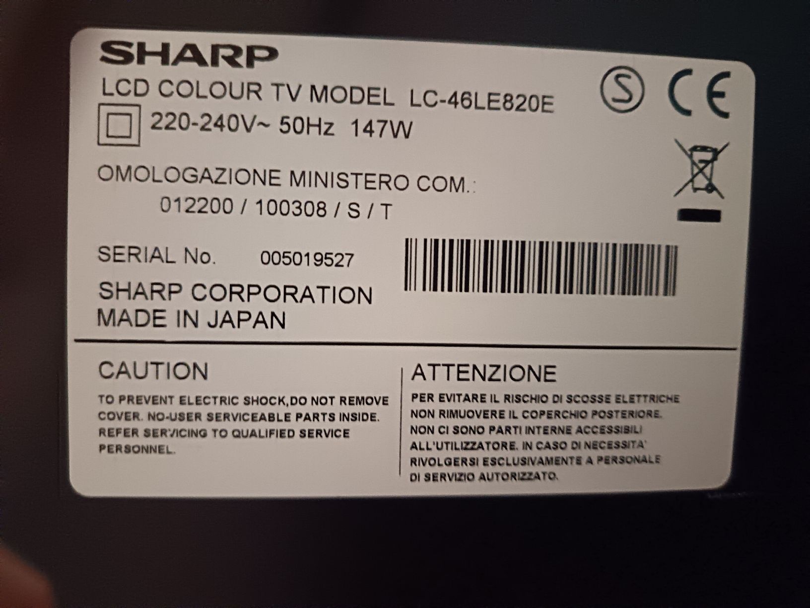 Sharp Televisori: Sharp AQUOS (Modell LC-46LE820E). – Usato da Ittigen venduto da Nekanu-Bake2015 3