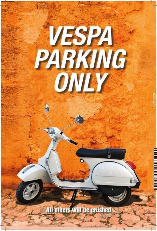 Vespa Insegne: Blechschild-VESPA PARKING ONLY-ORANGE – Nuovo e nell'imballaggio originale da Rupperswil venduto da big-one-sale