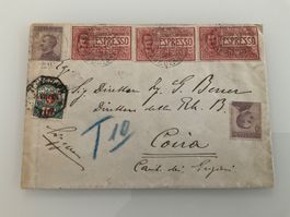 1924, Italien-Chur, nachtaxierter Expressbrief, incoming