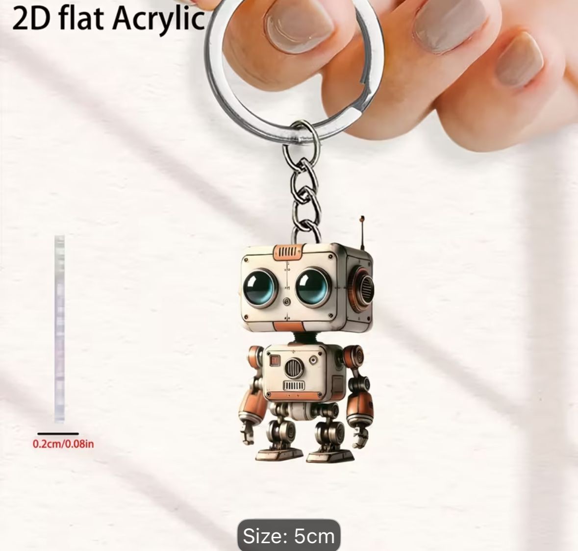 Schlüsselanhänger & - bänder: Keychain Robot Design 2D Flat Acrylic 5cm New – Neu und originalverpackt aus Basel von rej_x2rl