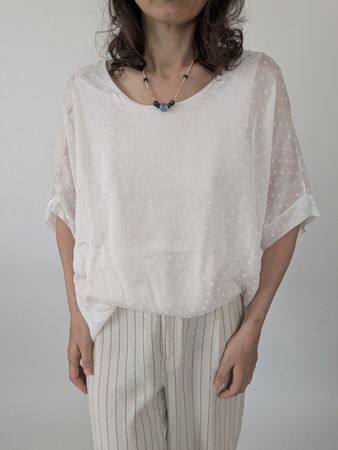 Damen Bluse weiss 100% Seta Grösse L