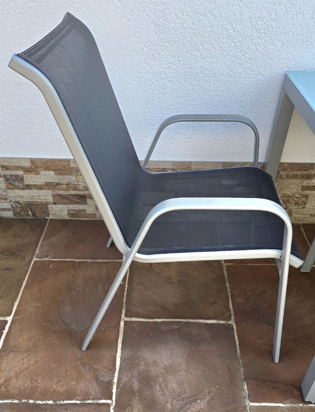 Set di tavolo e panche: Glastisch Set mit 4 Stühlen, Alu/Textil – Usato da Möhlin venduto da Atdiego76 6
