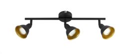Lampe 3 Spots schwarz-gold, Livique "Diogo Gold/Schwarz"