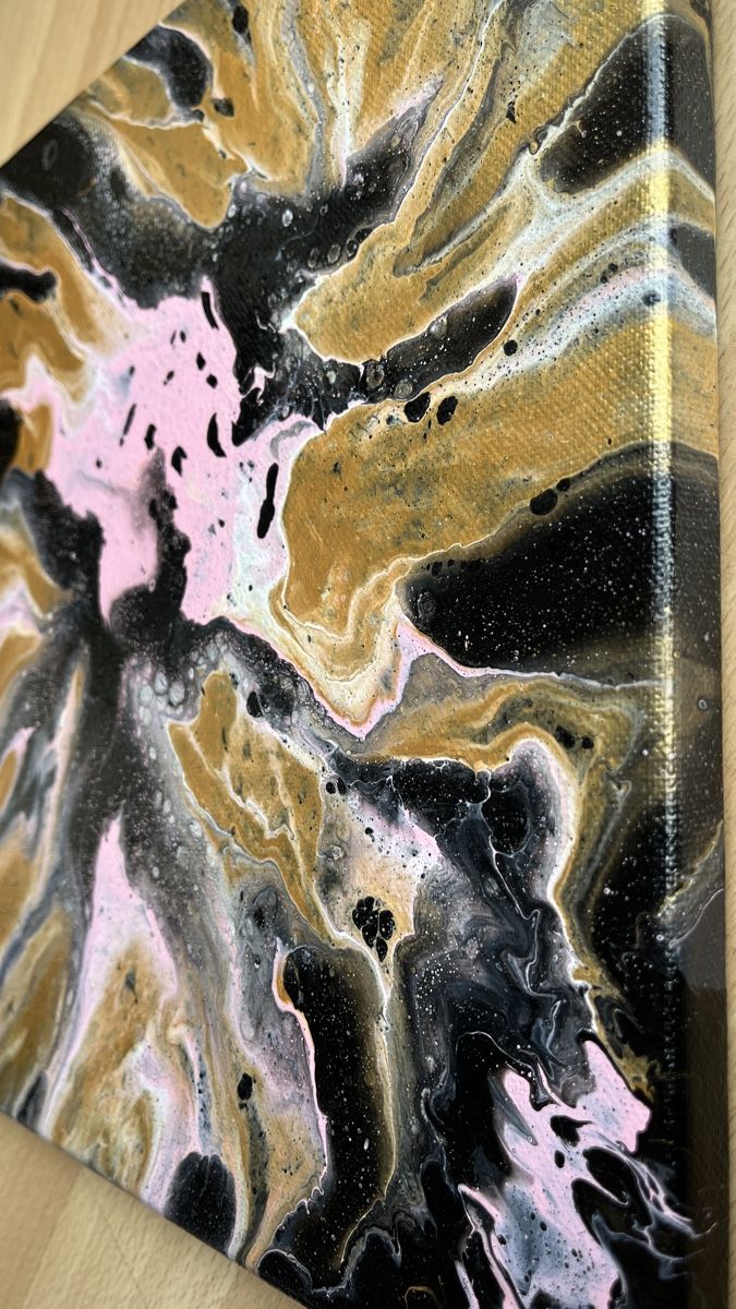 Gemälde: Abstraktes Acrylbild, Gold, Rosa, Schwarz – Neu (gemäss Beschreibung) aus Hochdorf von Jasminurschel 6