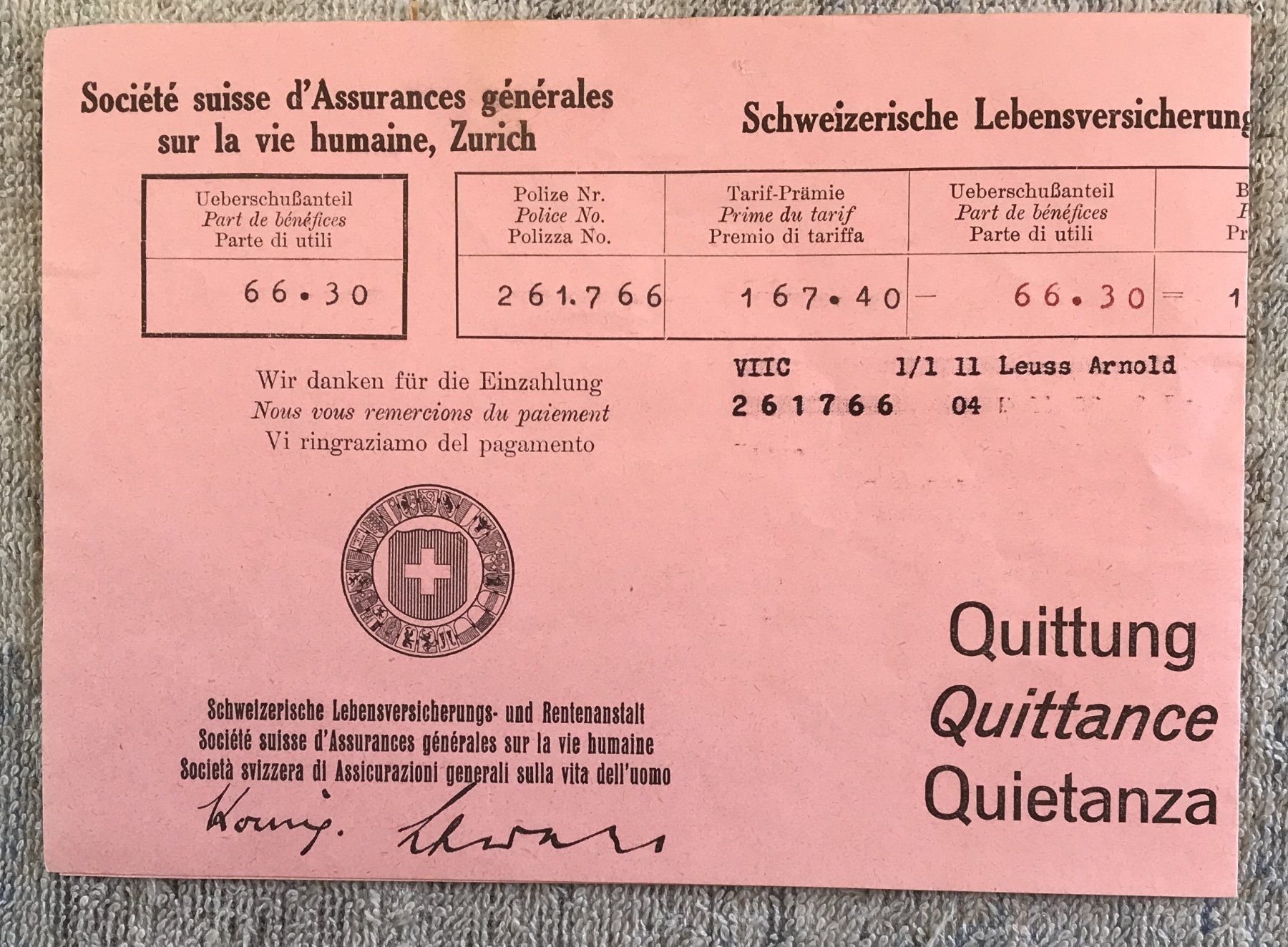 Documenti: HISTORISCHES DOKUMENT RENTENANSTALT 1936 – Usato da Ostermundigen venduto da wini63