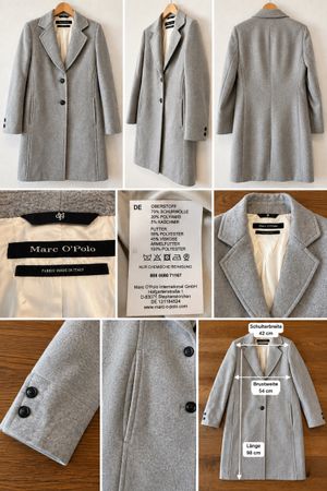 Marc O’Polo Wollmantel Damen Gr. 40, Schurwolle & Kaschmir
