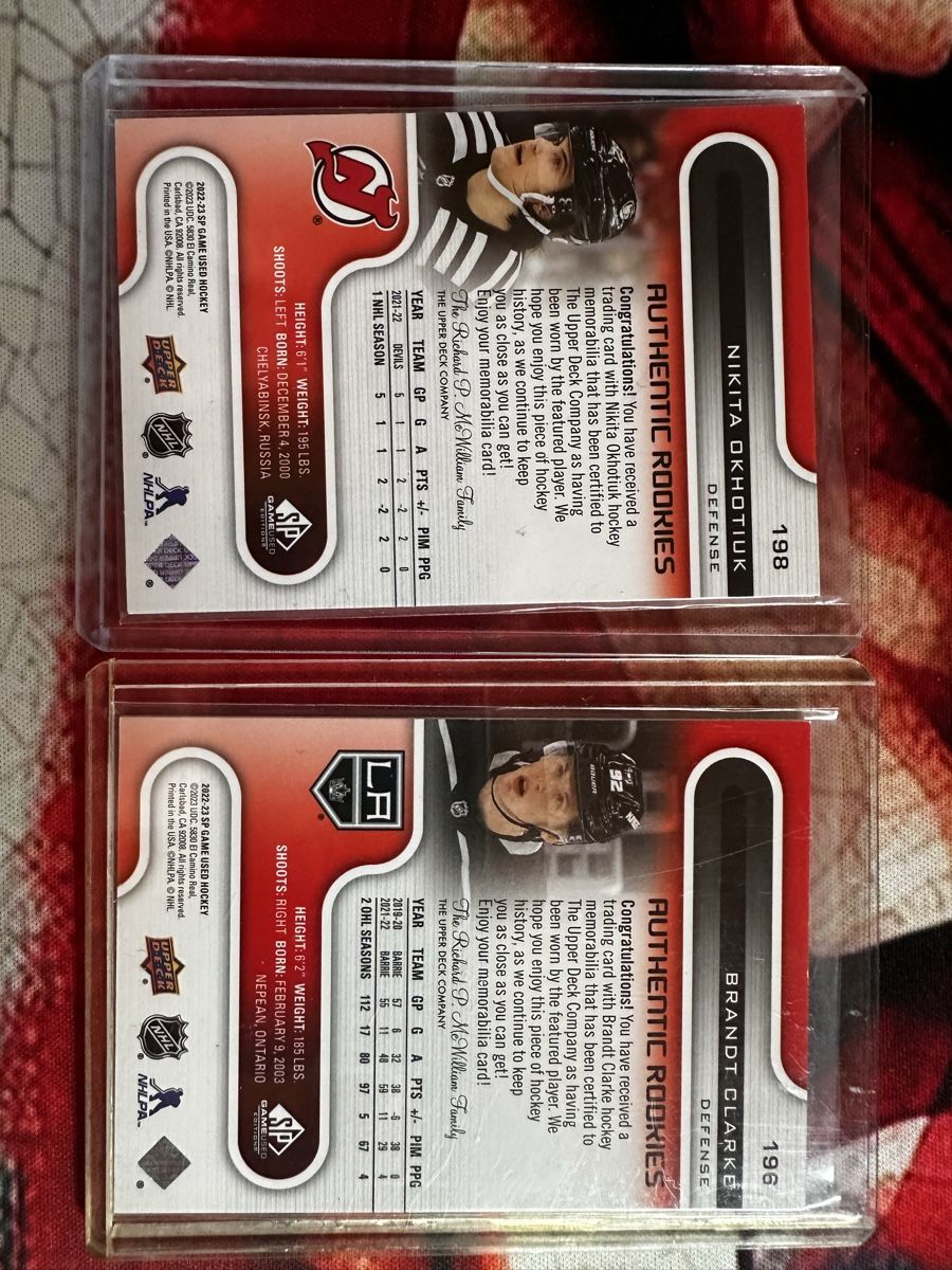 NHL Cartes à collectionner: NHL Upper Deck Sammelkarten / 2 Jersey Karten – Neuf (Voir description) à Bremgarten b. Bern par sisec17 1