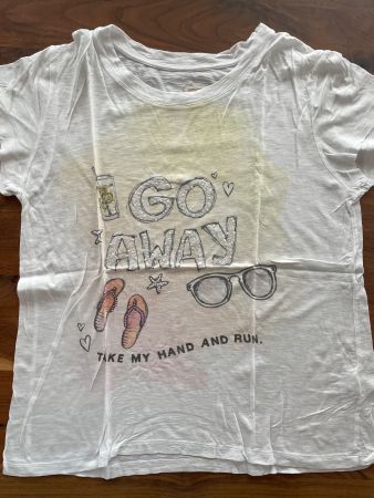 Sommer T-Shirt Pailletten "Go Away" Gr. XS