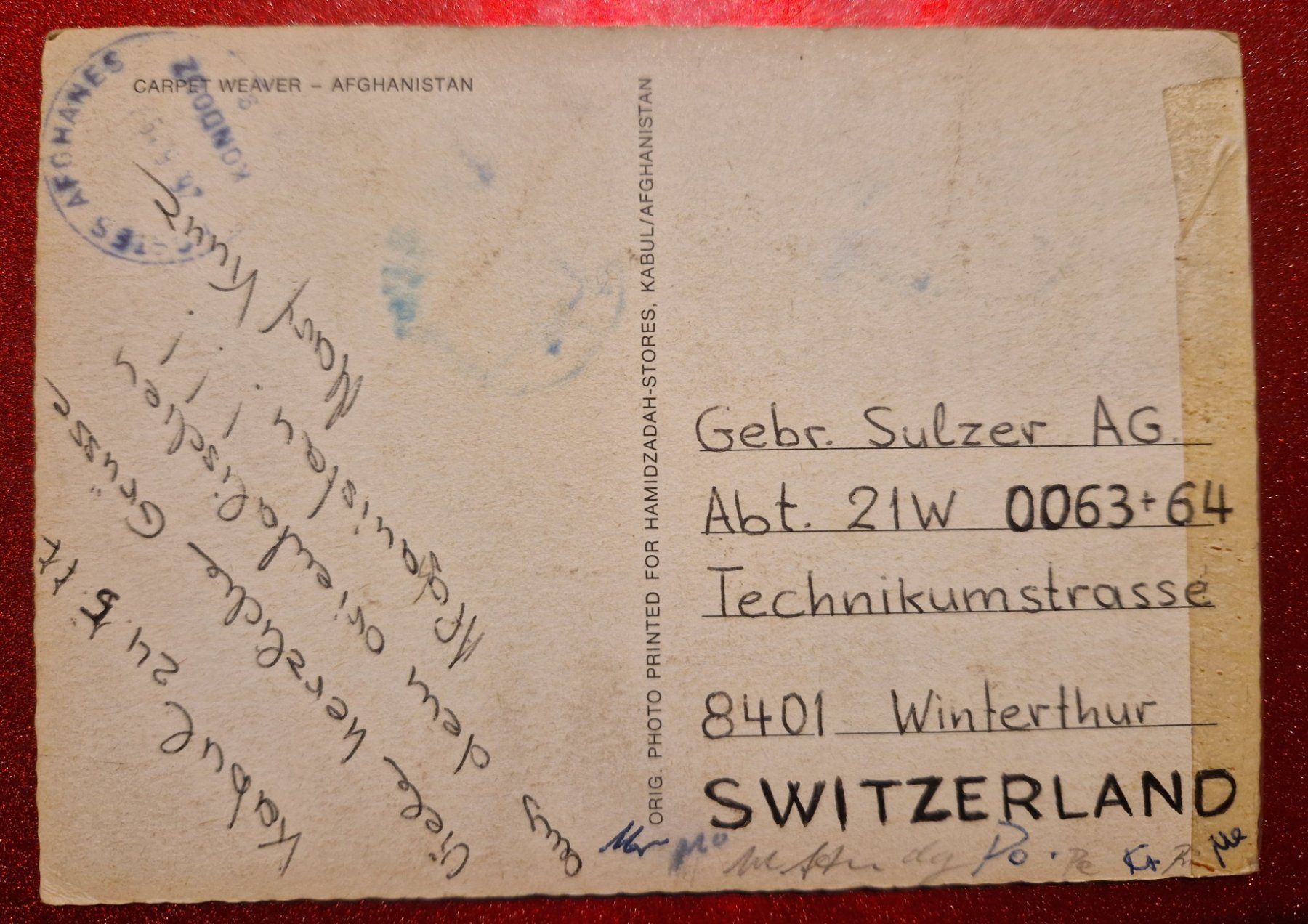Cartoline postali: Afghanistan - Kabul Teppichknüpfer 1977 – Usato da Melchnau venduto da Arthurius 1