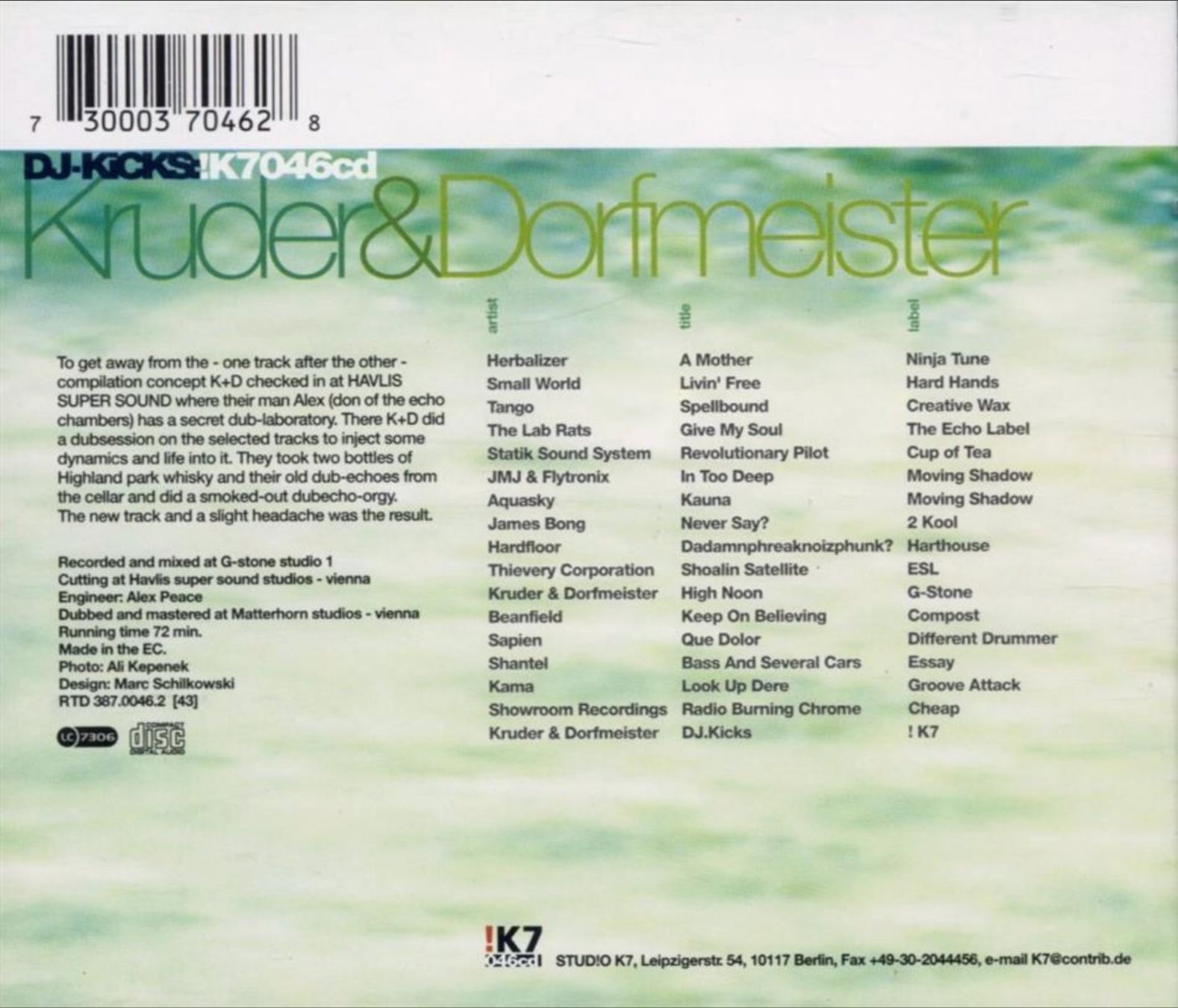 CD: DJ-Kicks: Kruder & Dorfmeister – Usato da Brunnen venduto da Barfly5 1