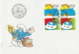 2013, Combo-FDC "die Schlümpfe", mit Bogen- u Heftmarken