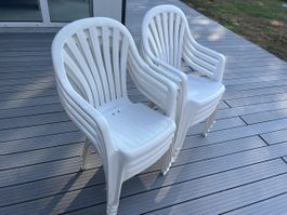 Stapelstühle Kunststoff weiss Garten Balkon 8 Stück