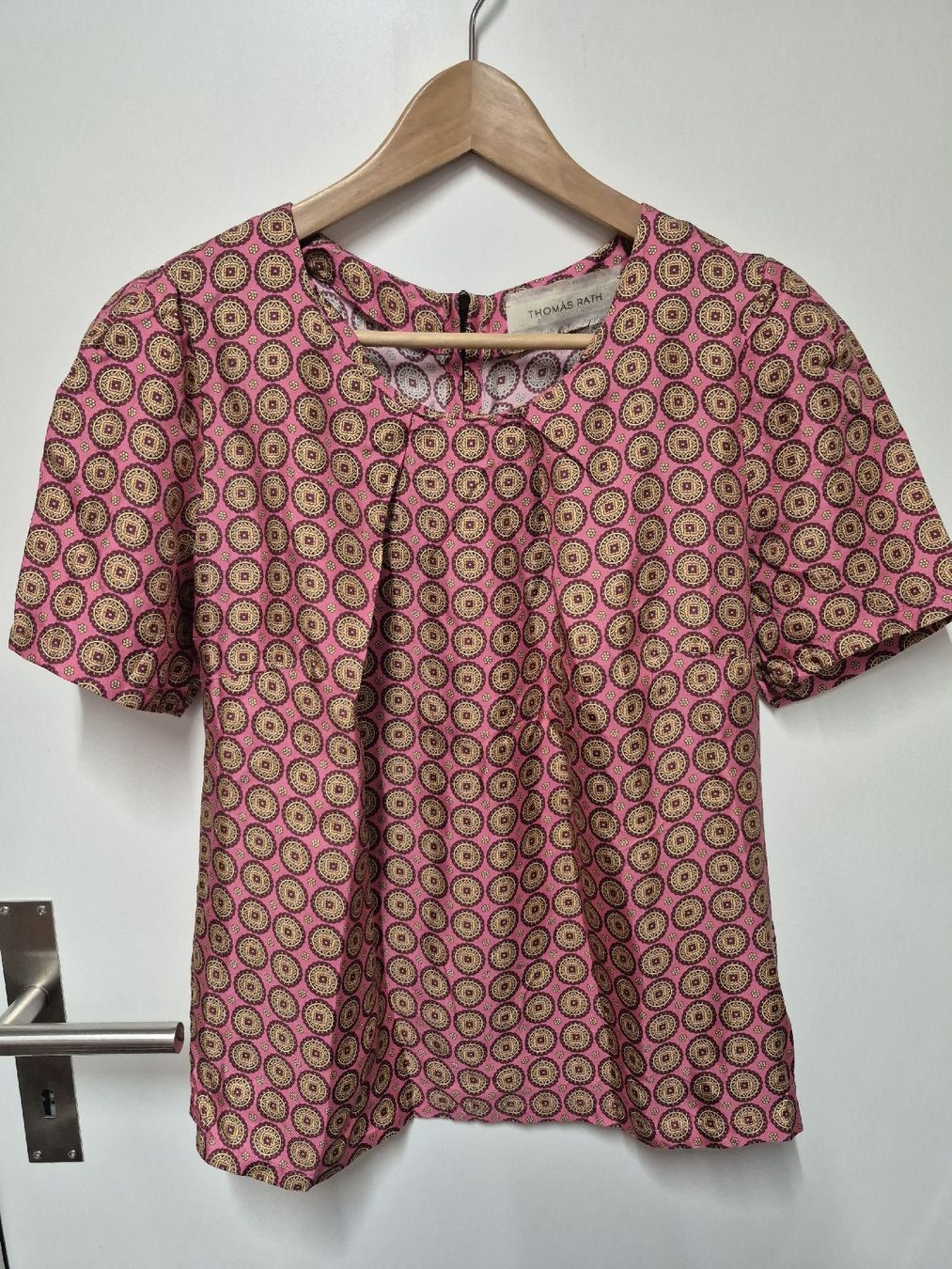 Camicette: Thomas Rath Seidenbluse Gr.36 Seide, rosa, Muster – Usato da Merligen venduto da muss_haben 3
