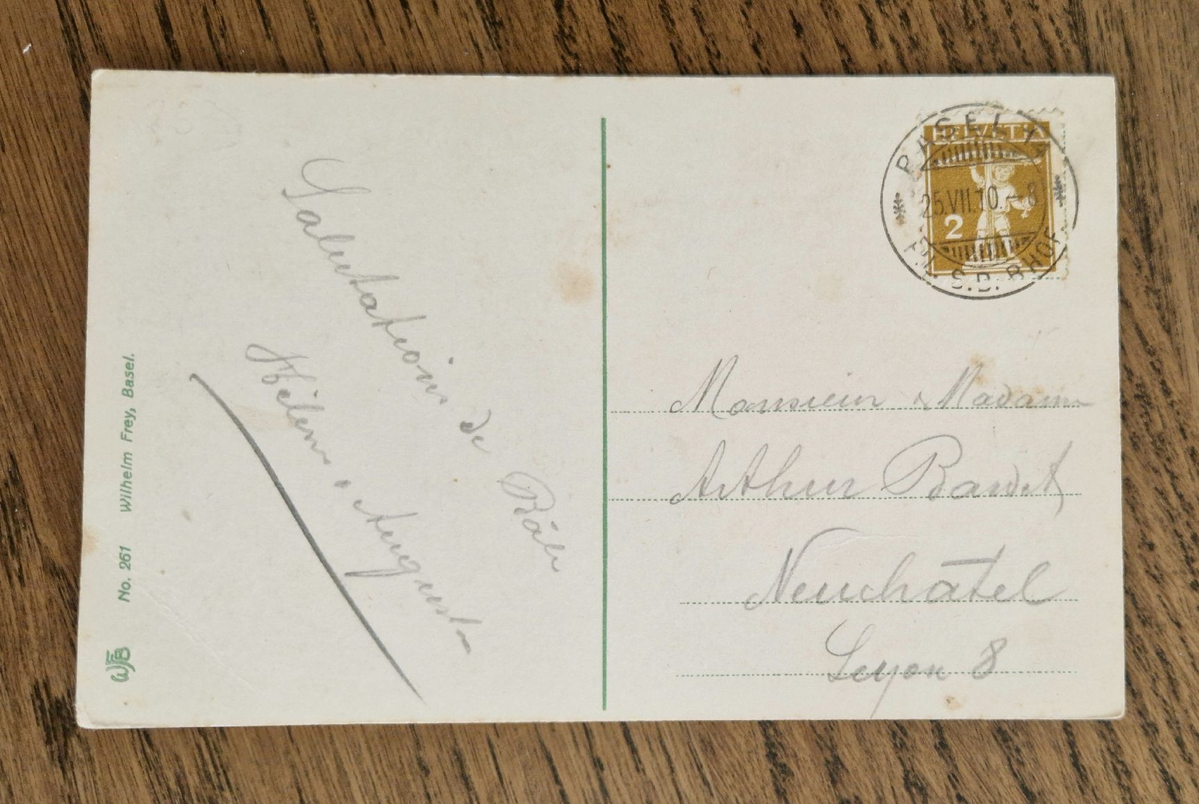 Cartoline postali: AK von Basel nach Neuchâtel 1910 – Usato da Ebikon venduto da Donar50 1
