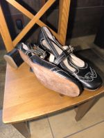 Damenschuhe Schwarz Leder mit Schnalle Grösse 39 