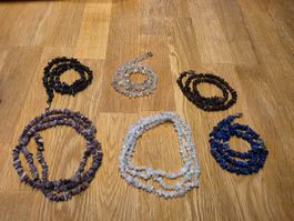 Set von 6 Edelstein Ketten verschiedene Steine
