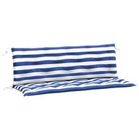 Coussins de banc de jardin lot de 2 rayures bleues et blanch