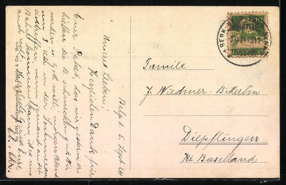 Cartoline postali: AK Belp, Schloss Oberried, 1924 – Usato da Berlin venduto da bartko-reher 1